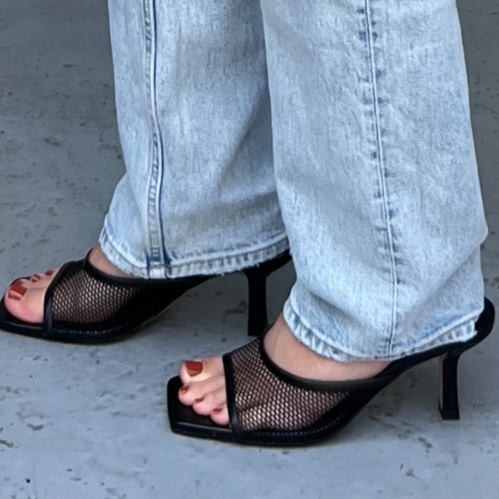 Stylish Zara Black Mesh Sandals